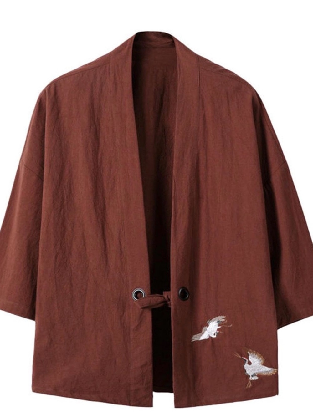 Women's Brown Embroidered Open-Front Cape Jacket